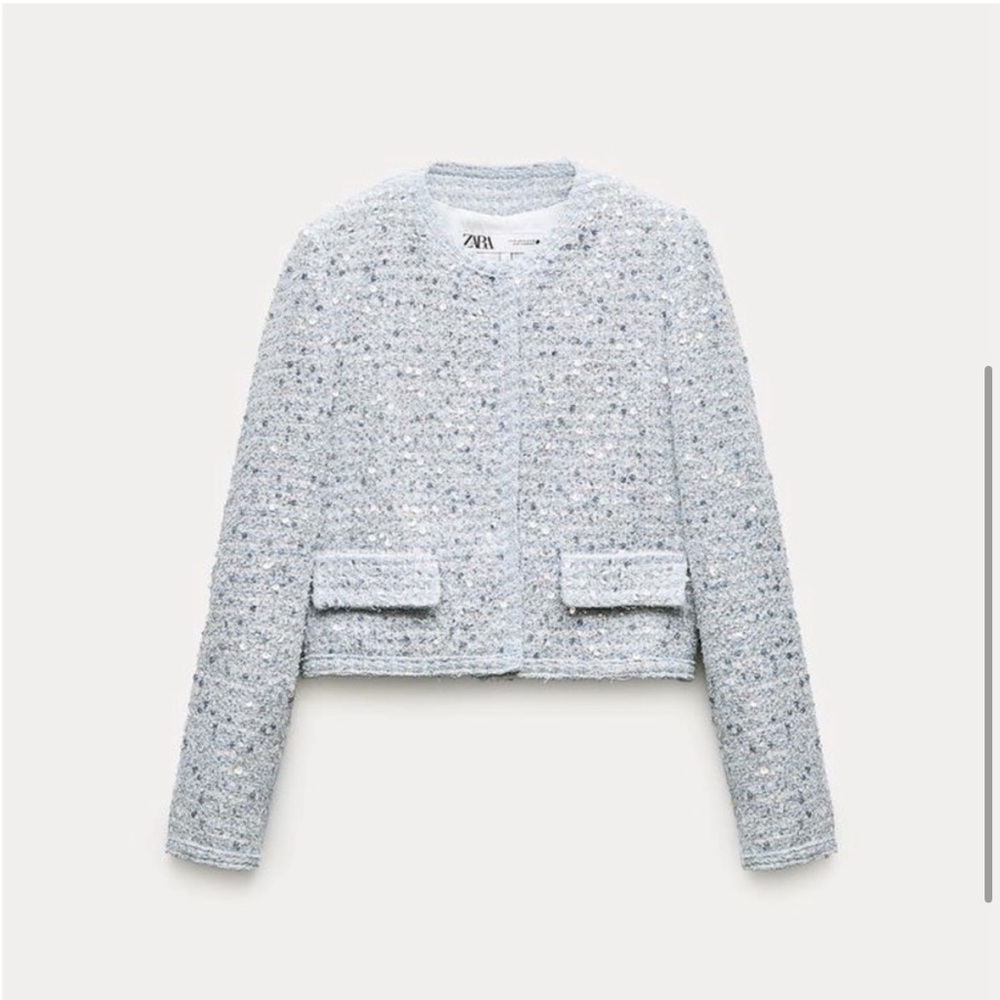NWT Zara collection collarless sequin blazer